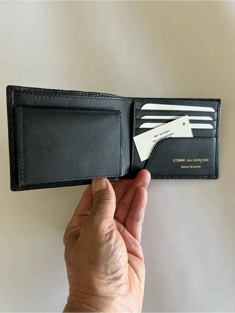New Comme des Garcons Embossed Leather Wallet